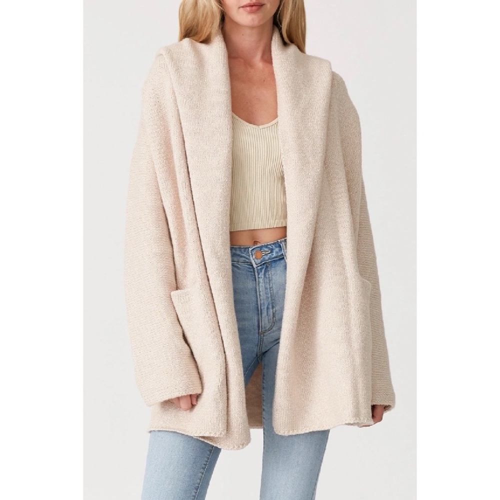 Mid Length Oversized Shawl Collar Coatigan Hoodie